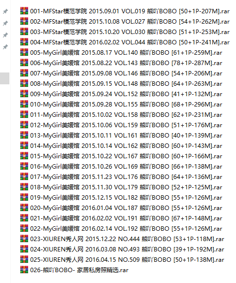 嫩模 熊吖BOBO 写真26套图,大小4.48G